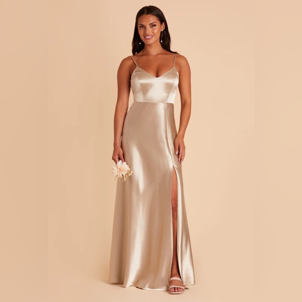 Birdy Grey JAY DRESS- SATIN NEUTRAL CHAMPAGNE L